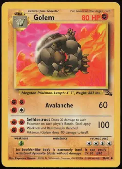Golem 36/62 MP Fossil Uncommon Unlimited Pokemon - Image 1