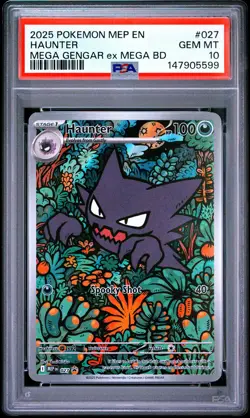 2025 POKEMON MEP EN-ME BLACK STAR PROMO #027 HAUNTER PSA 10 - Image 1