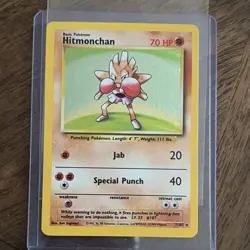 Pokemon TCG Hitmonchan 7/102 Base Set Holo Rare 70 HP Basic EN 1999 Sugimori - Image 1