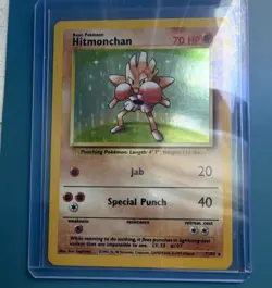 Pokemon TCG Hitmonchan 7/102 Base Set Holo Rare 70 HP Basic EN 1999 Sugimori - Image 2