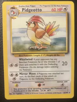 1999 Pokemon Base Set Pidgeotto 22/102 Unlimited Rare Near Mint - Image 1