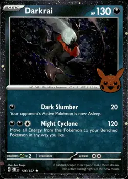 DARKRAI (COSMOS HOLO) 136/197 HOLO TRICK OR TRADE BOOSTER 2024 POKEMON HOLO NM - Image 1