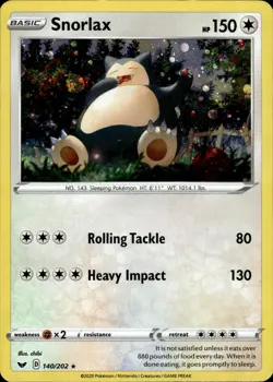 Snorlax (Cosmos Holo) 140/202 Holo Promo Blister Exclusives Pokemon Holo NM - Image 1