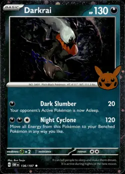 DARKRAI (COSMOS HOLO) 136/197 HOLO TRICK OR TRADE BOOSTER 2024 POKEMON HOLO NM - Image 1