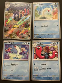 4 Card Lot Wugtrio Pokemon Cards Paldean Fates - Image 1