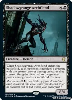 MTG Shadowgrange Archfiend 22 Commander: Innistrad: Crimson Vow NM Magic - Image 1