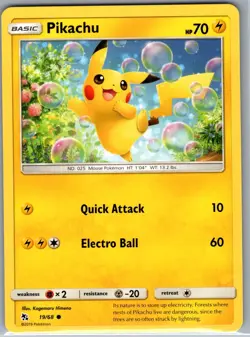 Pikachu - 19/68 Non Holo - Hidden Fates - Pokemon Card - NM - Image 1