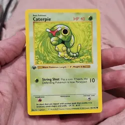 Pokemon Caterpie 1st Edition Base Set Shadowless Card 045/102 Regular Common - Image 1