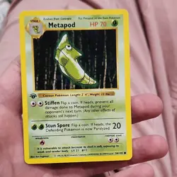 Pokemon Metapod 1st Edition Base Set Shadowless 54/102 70 HP English - Image 1