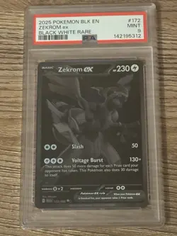 2025 POKEMON BLK EN-BLACK BOLT BLACK WHITE RARE #172 ZEKROM EX PSA 9 - Image 1