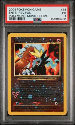 2001 POKEMON GAME MOVIE POKEMON 3 MOVIE PROMO #34 ENTEI-REVERSE FOIL PSA 1 - Image 1