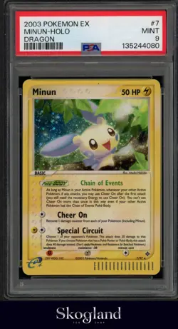 2003 POKEMON EX MINUN HOLO DRAGON #7 PSA 9 MINT - Image 1