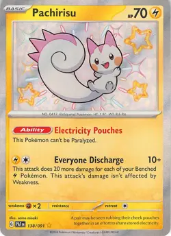 Pachirisu 138/091 Shiny Rare Paldean Fates Pokemon Near Mint - Image 1