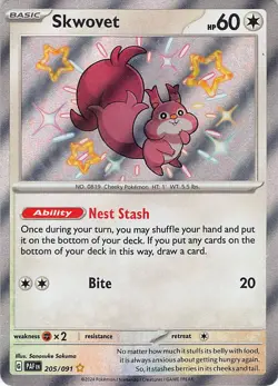 Skwovet 205/091 Shiny Rare Paldean Fates Pokemon Near Mint - Image 1