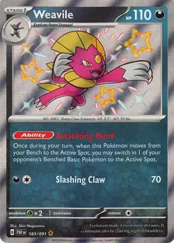 Weavile 183/091 Shiny Rare Paldean Fates Pokemon Near Mint - Image 1