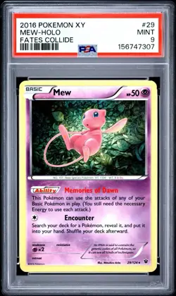 2016 Pokemon XY Fates Collide Mew Holo 29/124 #29 PSA 9 - Image 1