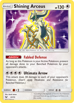Shining Arceus 57/73 Rare Shining Shining Legends Pokemon Lightly Played - Image 1