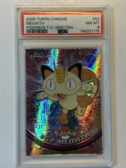 2000 Topps Chrome Pokemon Series 1 #52 Meowth SPECTRA PSA 8 NM-MT - Image 1