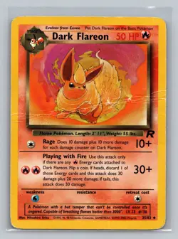 Pokemon TCG #35/82 Dark Flareon Team Rocket Normal HP/Damaged - Image 1
