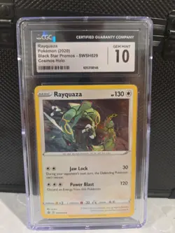 2020 POKEMON BLACK STAR PROMOS - COSMOS HOLO #SWSH029 RAYQUAZA CGC 10 GEM MINT - Image 1