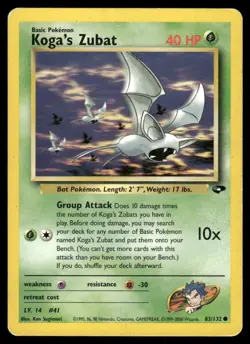 Pokemon Tcg Koga's Zubat #83 Pokemon Gym Challenge HP - Image 1