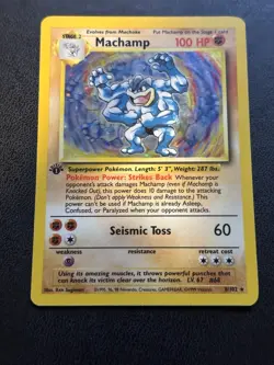 Pokemon TCG Machamp 8/102 Base Set Holo Rare 1st Edition LP/MP - Image 1