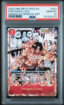 One Piece Portgas.D.Ace Manga Alt Art OP02-013 Paramount War PSA 10 - Image 1