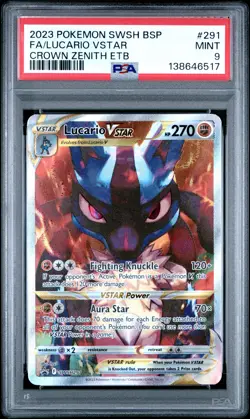 2023 POKEMON SWSH BLACK STAR PROMO #291 FULL ART/LUCARIO VSTAR PSA 9 - Image 1