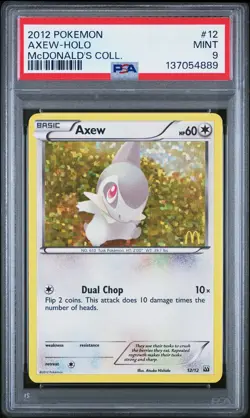 2012 POKEMON MCDONALD'S COLLECTION #12 AXEW-HOLO PSA 9 - Image 1