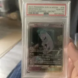 2017 POKEMON SUN & MOON SHINING LEGENDS SECRET #78 MEWTWO GX PSA 10 - Image 1