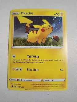 Pokemon TCG Pikachu Black Star Promo SWSH039 Cosmos Rare Holo FART * SWIRL * - Image 1