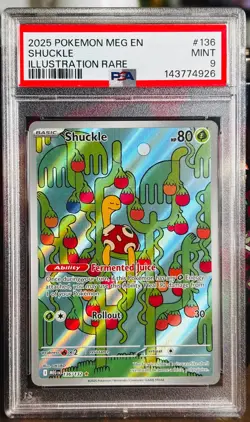 2025 Pokemon Mega Evolutions Shuckle Illustration Rare Full Art #136/132 PSA 9 - Image 1