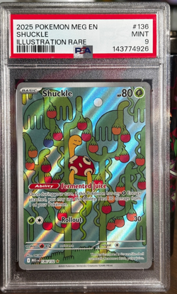2025 Pokemon Mega Evolutions Shuckle Illustration Rare Full Art #136/132 PSA 9 - Image 3