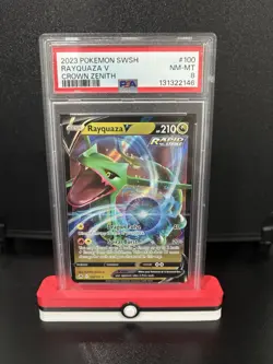 Pokemon 2023 SWSH Crown Zenith Rayquaza v #100/159 PSA 8 - Image 1