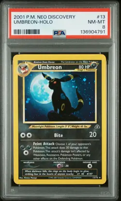 2001 POKEMON NEO DISCOVERY #13 UMBREON-HOLO PSA 8 - Image 1