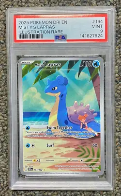 2025 Pokemon Destined Rivals Misty’s Lapras 194/182 illustration Rare PSA 9 Mint - Image 1
