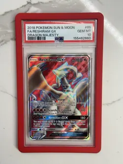 PSA 10 RESHIRAM GX 65 DRAGON MAJESTY FULL ART SUN & MOON POKEMON GEM MINT - Image 3