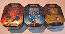 Hidden Fates Tin Art Set - Set of 3 Pokemon TCG SEALED Charizard Gyarados Raichu - Image 1