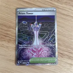 Pokemon Prism Tower 111/111 SM Crimson Invasion Trainer Stadium Holo Uncommon - Image 1