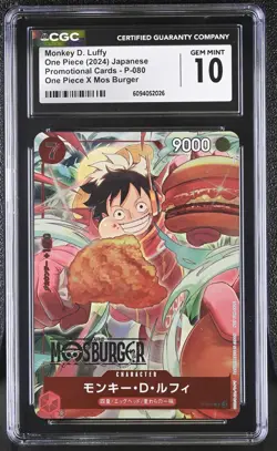 One Piece Japanese Monkey D. Luffy P-080 Mos Burger Promo CGC 10 - Image 1