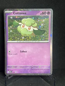 Pokemon Cottonee 018 Phantasmal Flames Black Star Promo Cosmos Holo Swirl 🌀 - Image 2