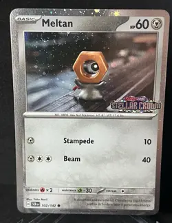 Meltan Stellar Crown Stamped Cosmos Holo Swirl 102/142 Pokemon NM - Image 2