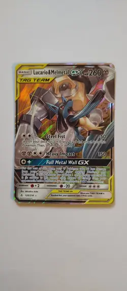 Lucario & Melmetal GX Tag Team 120/214 Sun And Moon Unbroken Bonds Holo Pokemon - Image 1