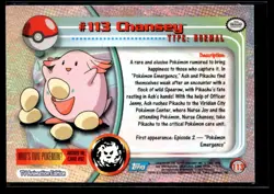 2000 Pokemon Topps TV Animation Edition Blue Logo Chansey #113 - Image 2