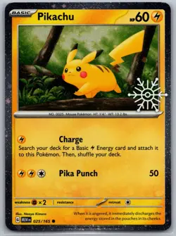 Pikachu 025/165 - NM - Holiday Calendar 2025 Promo Snowflake Stamp - Pokemon TCG - Image 1