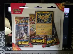 Pokemon TCG: Scarlet & Violet - Surging Sparks Three-Booster Zapdos New Sealed - Image 1