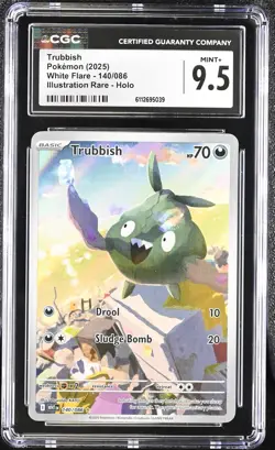Trubbish 140/086 Illustration Rare Holo White Flare Pokemon CGC 9.5 Mint+ - Image 1