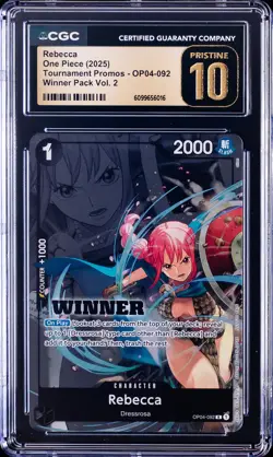 2025 ONE PIECE TOURNAMENT PROMOS WINNER PACK VOL. 2 REBECCA CGC 10 PRISTINE - Image 1