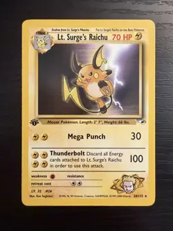 2000 Pokemon TCG Gym Heroes 1st Edition Lt. Surge's Raichu #28/132 NM/LP - Image 1