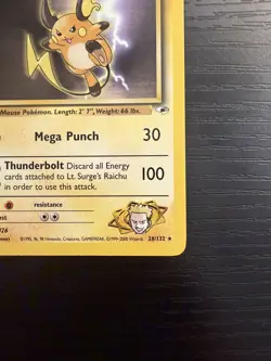 2000 Pokemon TCG Gym Heroes 1st Edition Lt. Surge's Raichu #28/132 NM/LP - Image 5